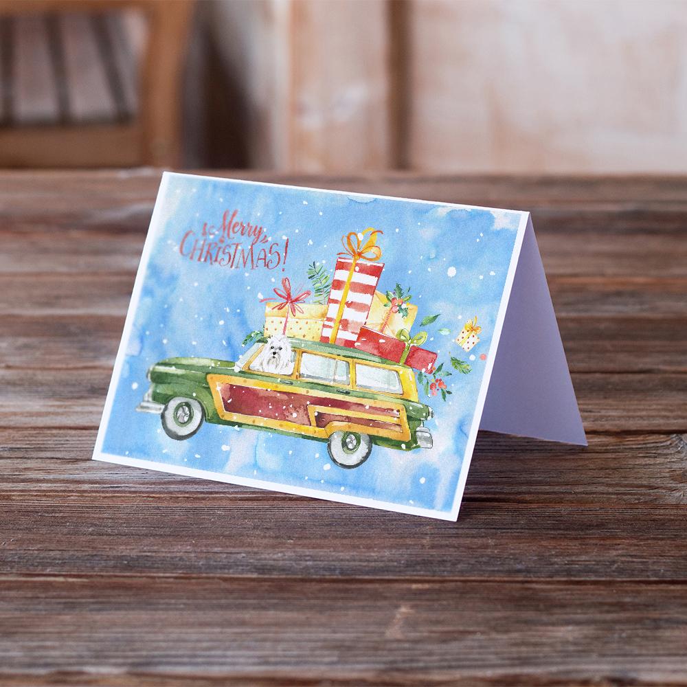 Merry Christmas Maltese Greeting Cards and Envelopes Pack of 8 - the-store.com