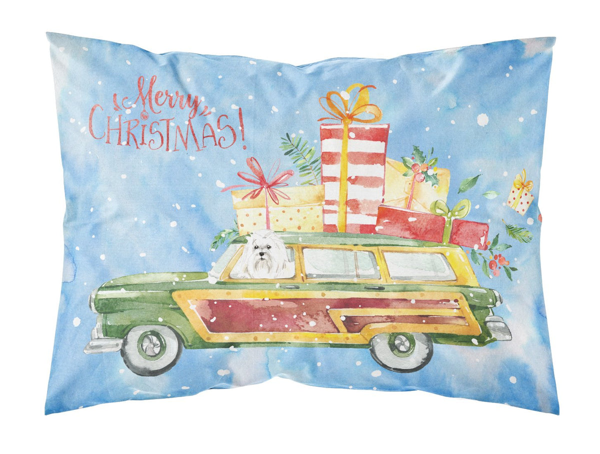Merry Christmas Maltese Fabric Standard Pillowcase CK2414PILLOWCASE by Caroline&#39;s Treasures