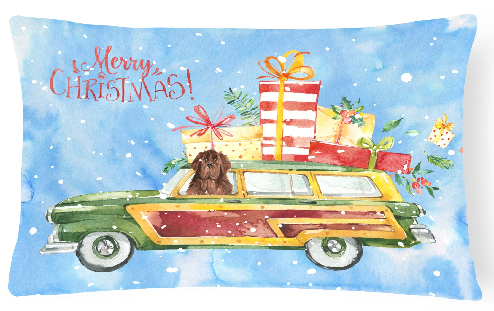 Merry Christmas Newfoundland Canvas Fabric Decorative Pillow CK2416PW1216 by Caroline's Treasures