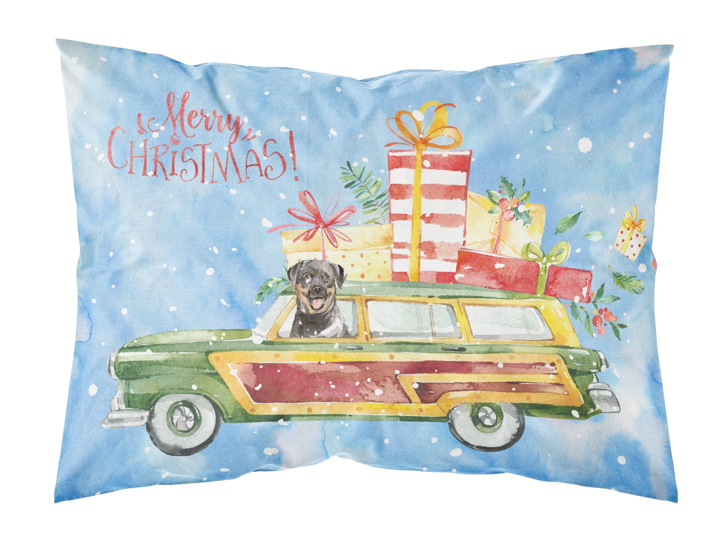 Merry Christmas Rottweiler Fabric Standard Pillowcase CK2417PILLOWCASE by Caroline's Treasures