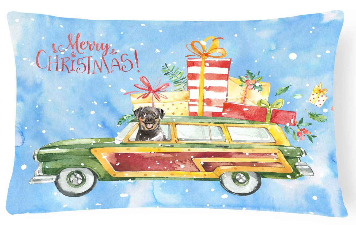 Merry Christmas Rottweiler Canvas Fabric Decorative Pillow CK2417PW1216 by Caroline&#39;s Treasures