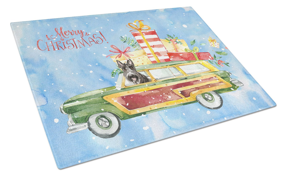 Merry Christmas Scottish Terrier Glass Cutting Board Large CK2420LCB by Caroline&#39;s Treasures