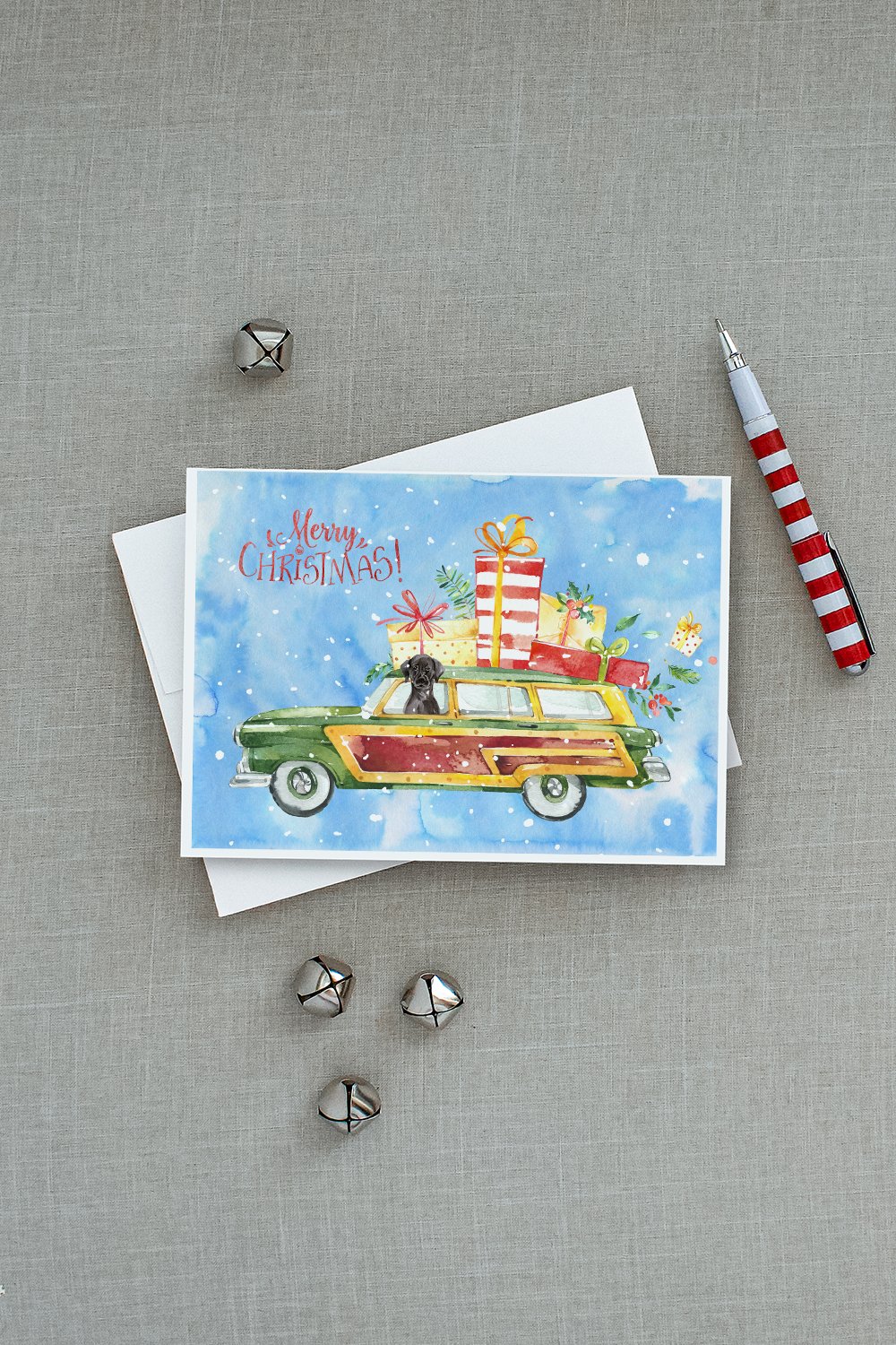 Merry Christmas Black Labrador Retriever Greeting Cards and Envelopes Pack of 8 - the-store.com