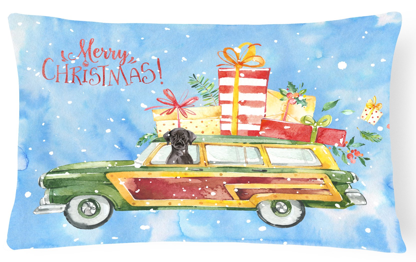 Merry Christmas Black Labrador Retriever Canvas Fabric Decorative Pillow CK2435PW1216 by Caroline's Treasures