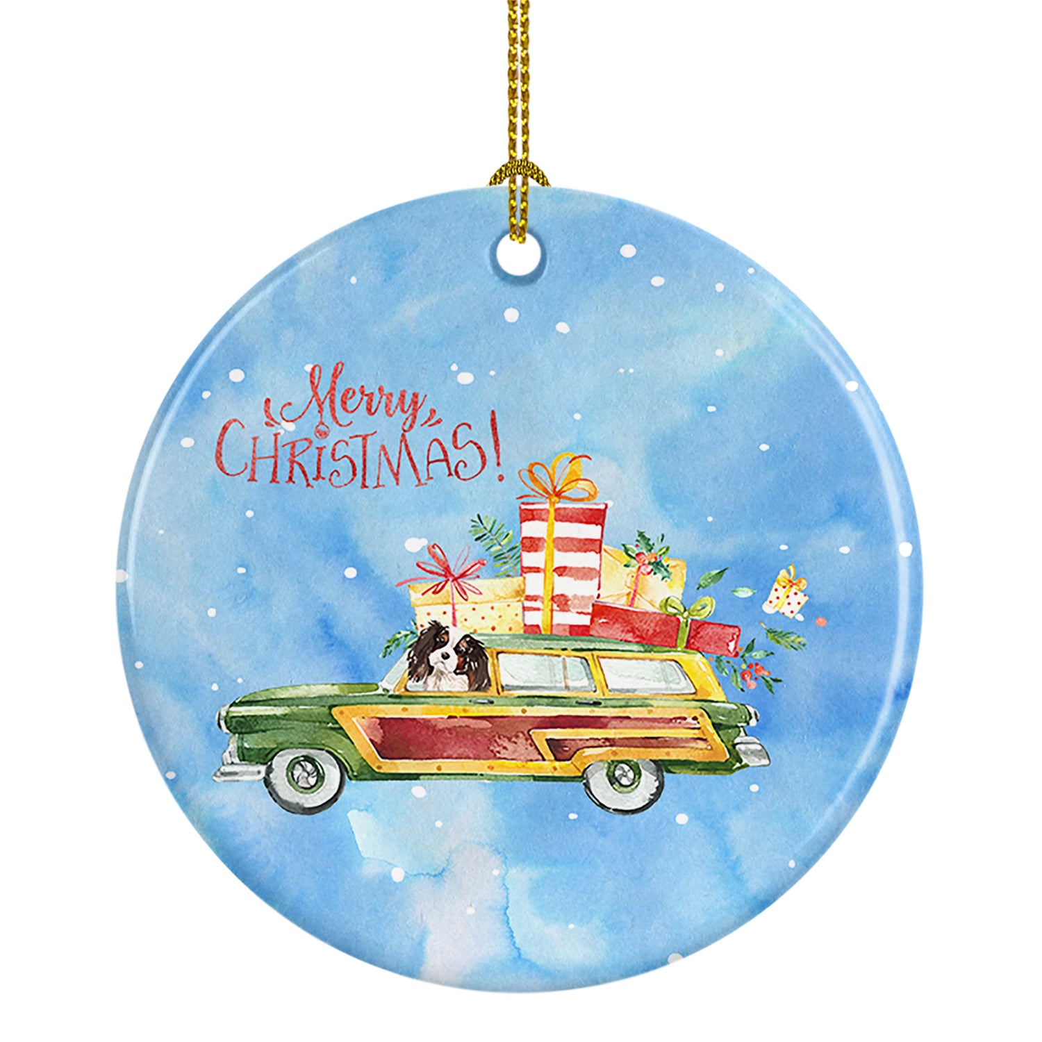 Buy this Merry Christmas Tricolor Cavalier Spaniel Ceramic Ornament
