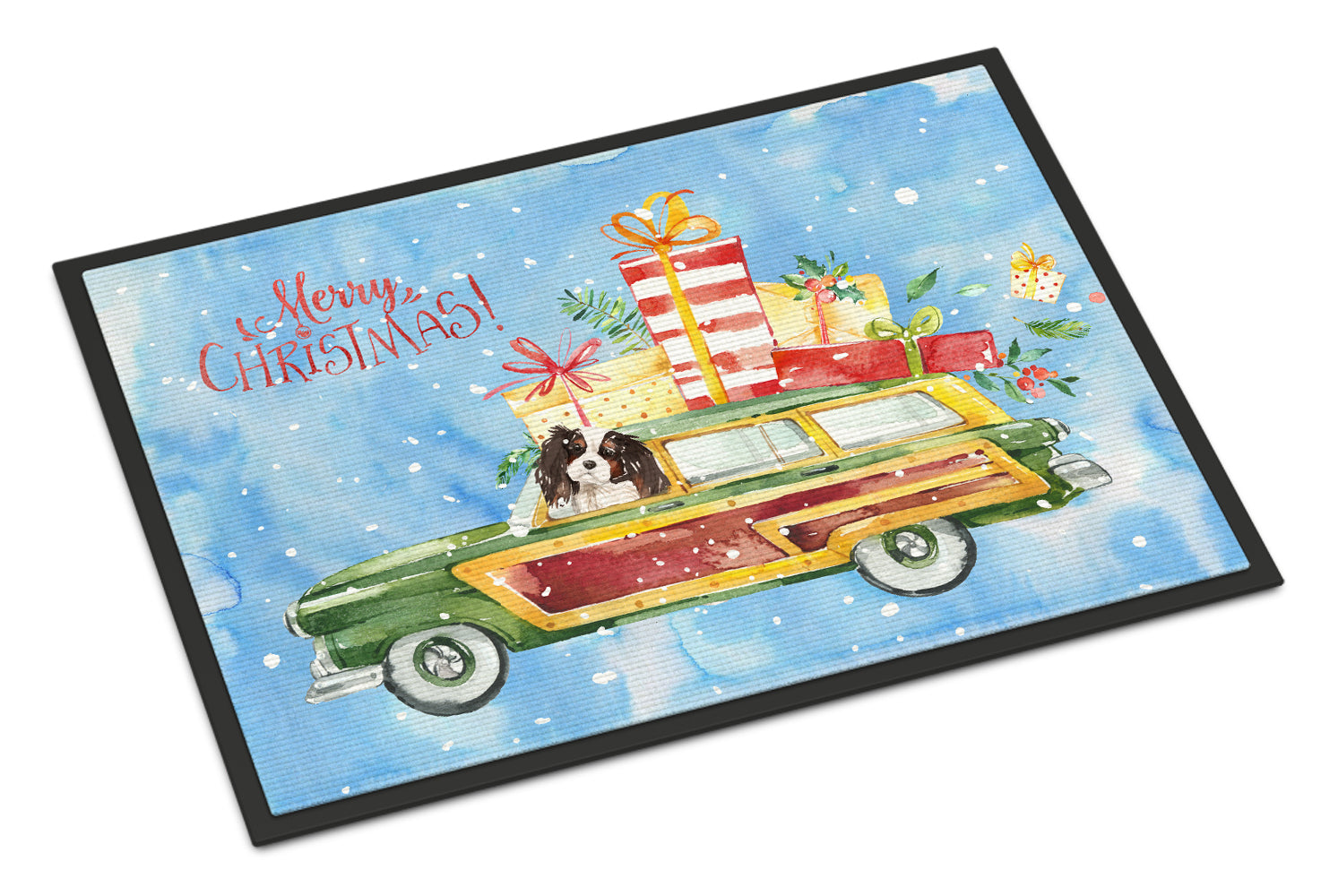 Merry Christmas Tricolor Cavalier Spaniel Indoor or Outdoor Mat 18x27 CK2440MAT - the-store.com
