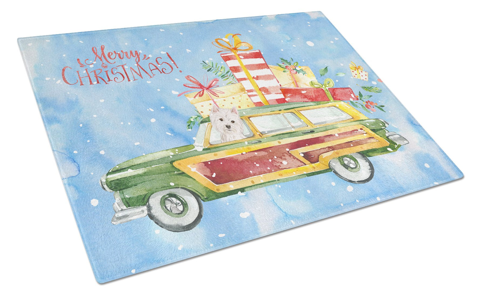 Merry Christmas Westie Glass Cutting Board Large CK2441LCB by Caroline's Treasures