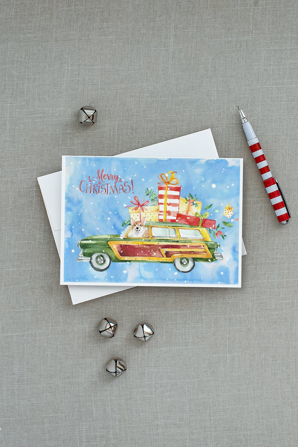 Merry Christmas Corgi Greeting Cards and Envelopes Pack of 8 - the-store.com