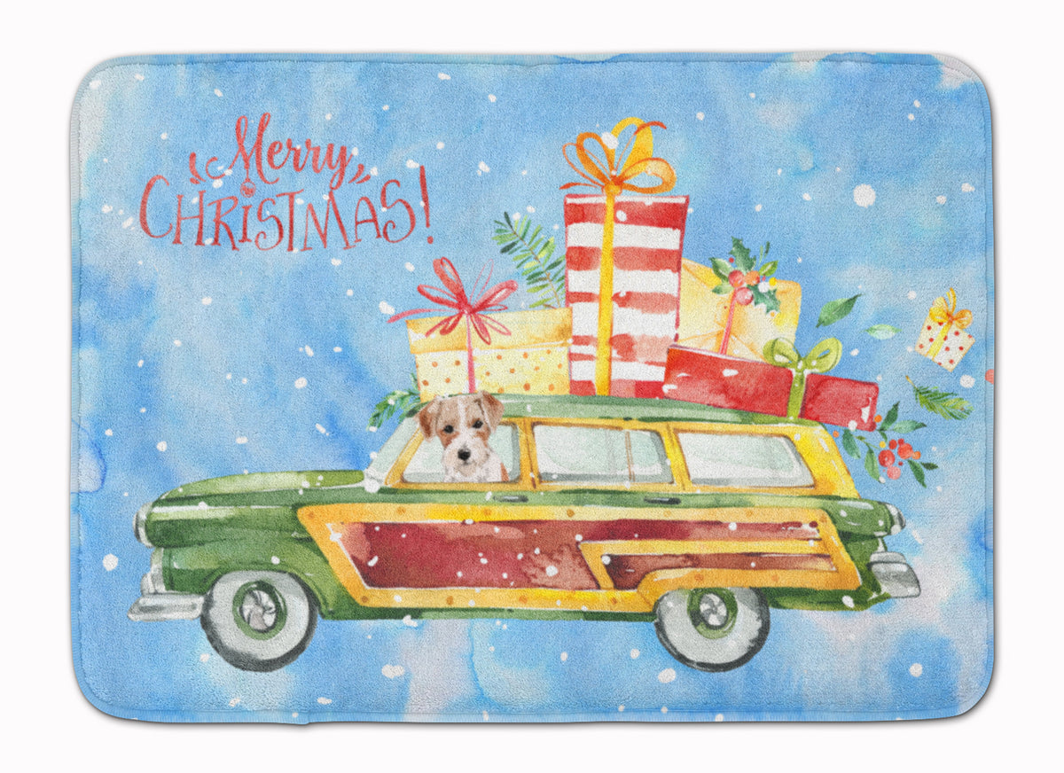 Merry Christmas Jack Russell Terrier Machine Washable Memory Foam Mat CK2467RUG - the-store.com