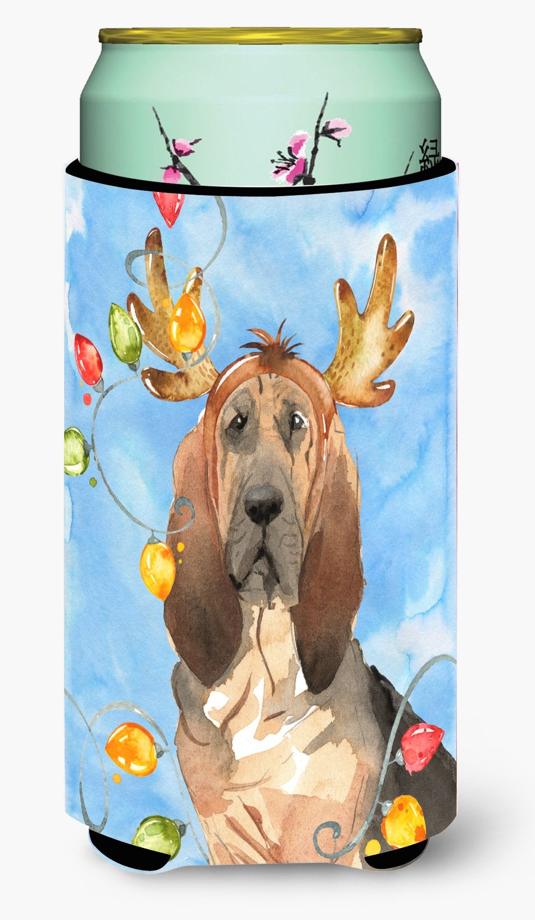 Christmas Lights Bloodhound Tall Boy Beverage Insulator Hugger CK2471TBC by Caroline&#39;s Treasures