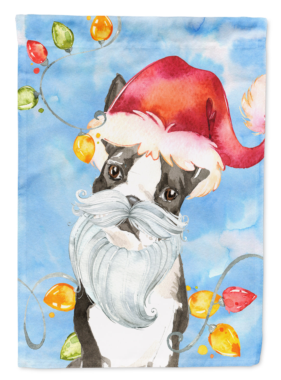 Christmas Lights Boston Terrier Flag Canvas House Size CK2473CHF  the-store.com.