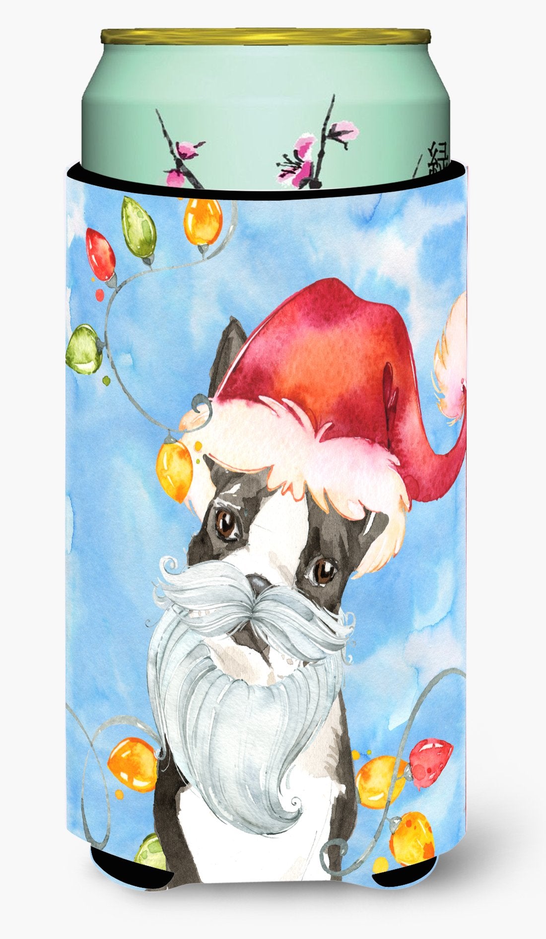 Christmas Lights Boston Terrier Tall Boy Beverage Insulator Hugger CK2473TBC by Caroline&#39;s Treasures