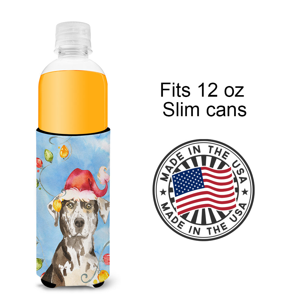 Christmas Lights Catahoula Leopard Dog  Ultra Hugger for slim cans CK2475MUK  the-store.com.