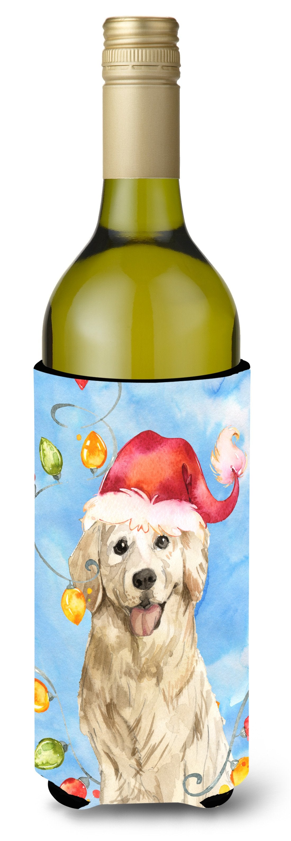 Christmas Lights Golden Retriever Wine Bottle Beverage Insulator Hugger CK2479LITERK by Caroline&#39;s Treasures