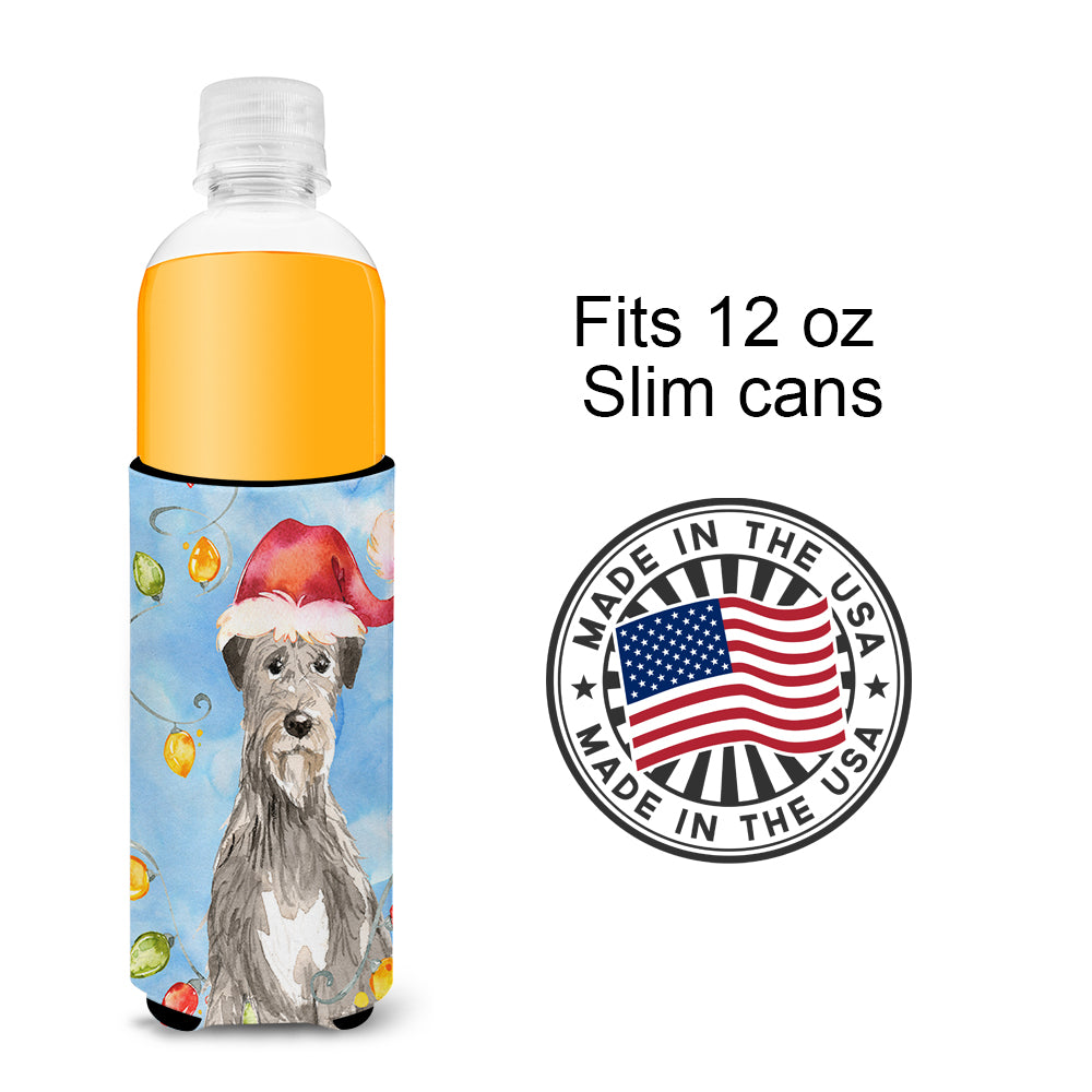 Christmas Lights Irish Wolfhound  Ultra Hugger for slim cans CK2481MUK  the-store.com.