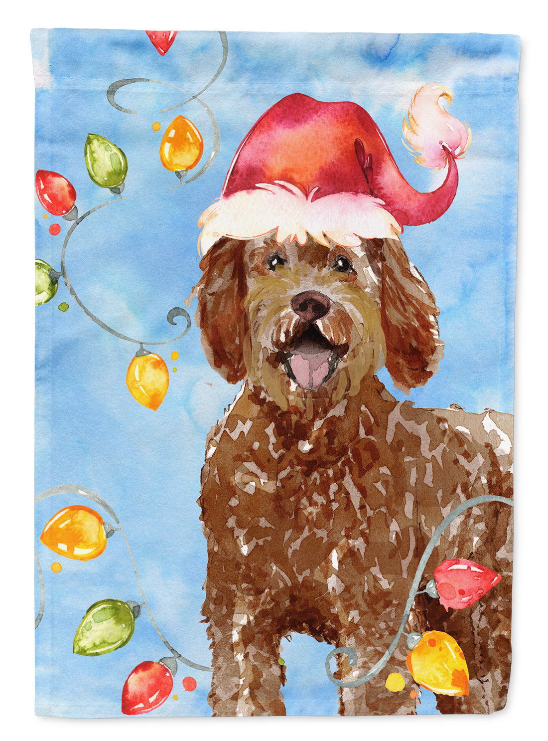 Christmas Lights Labradoodle Flag Canvas House Size CK2482CHF  the-store.com.