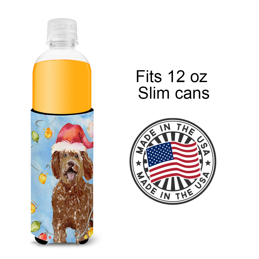 Christmas Lights Labradoodle  Ultra Hugger for slim cans CK2482MUK  the-store.com.