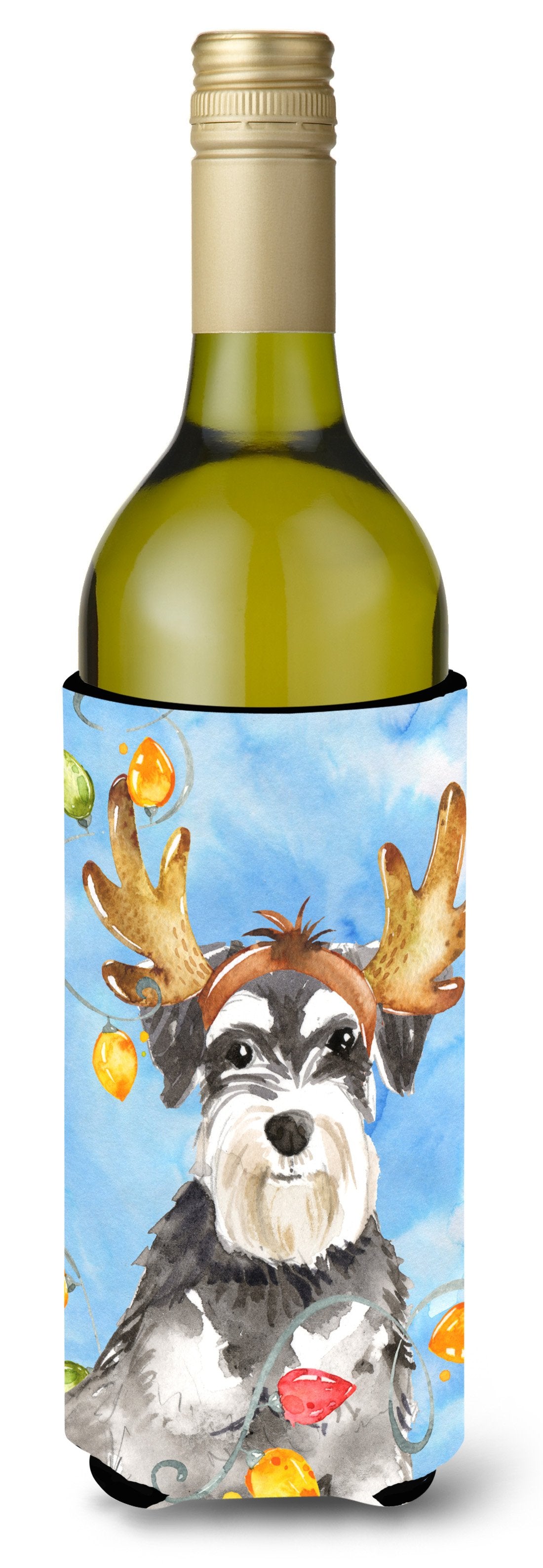 Christmas Lights Schnauzer Wine Bottle Beverage Insulator Hugger CK2485LITERK by Caroline&#39;s Treasures