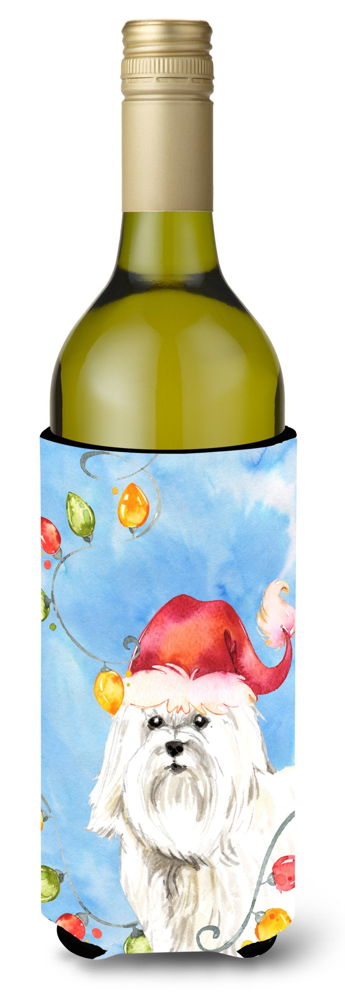Christmas Lights Maltese Wine Bottle Beverage Insulator Hugger CK2486LITERK by Caroline&#39;s Treasures