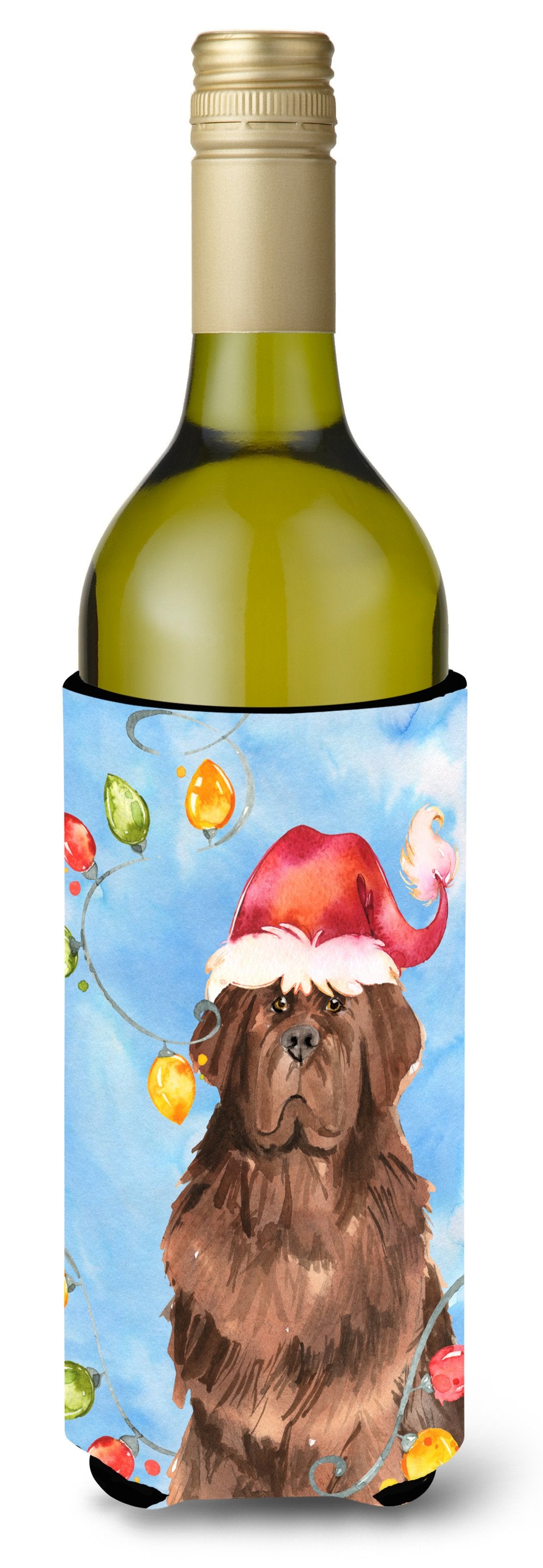 Christmas Lights Newfoundland Wine Bottle Beverage Insulator Hugger CK2487LITERK by Caroline&#39;s Treasures