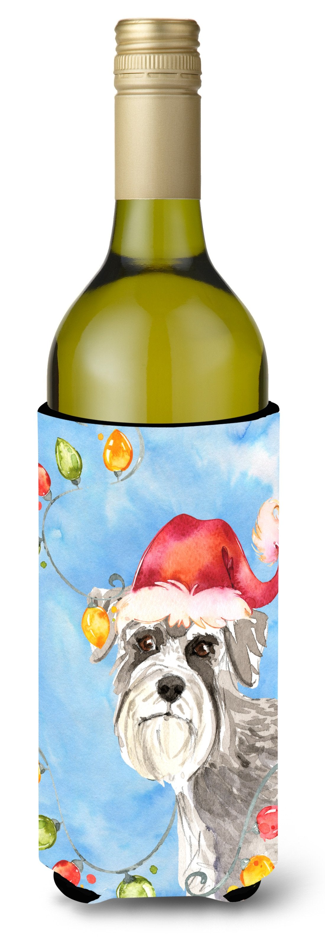 Christmas Lights Schnauzer #2 Wine Bottle Beverage Insulator Hugger CK2490LITERK by Caroline&#39;s Treasures