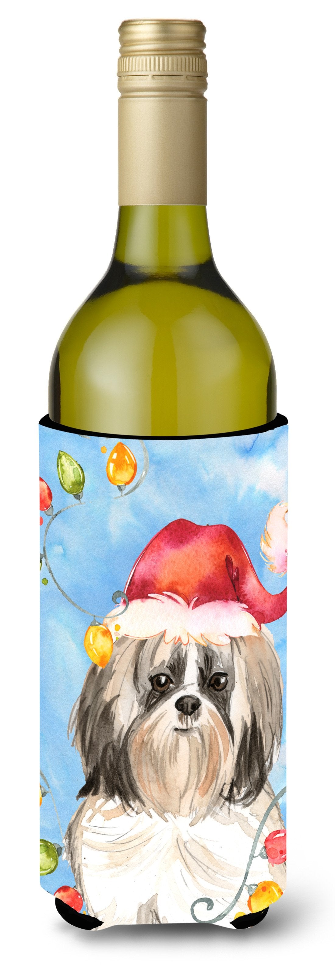 Christmas Lights Shih Tzu Wine Bottle Beverage Insulator Hugger CK2493LITERK by Caroline&#39;s Treasures