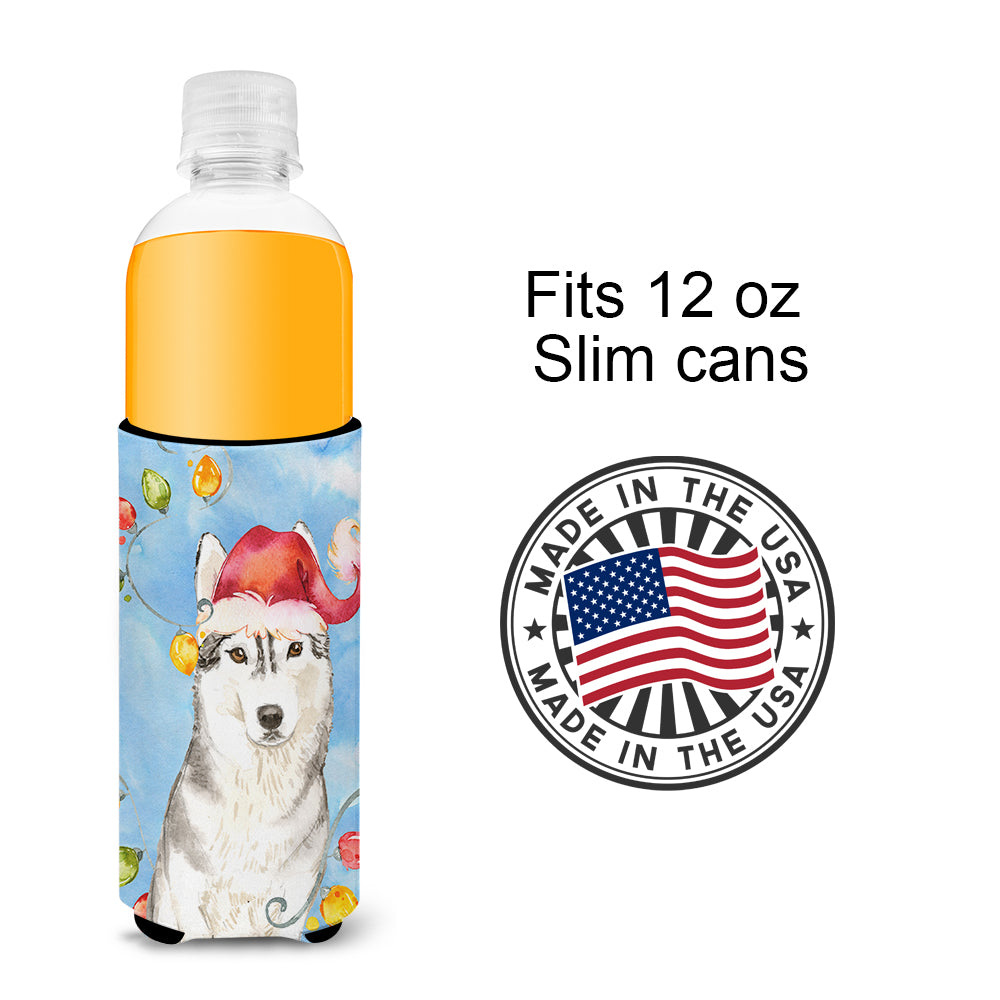 Christmas Lights Siberian Husky  Ultra Hugger for slim cans CK2495MUK  the-store.com.