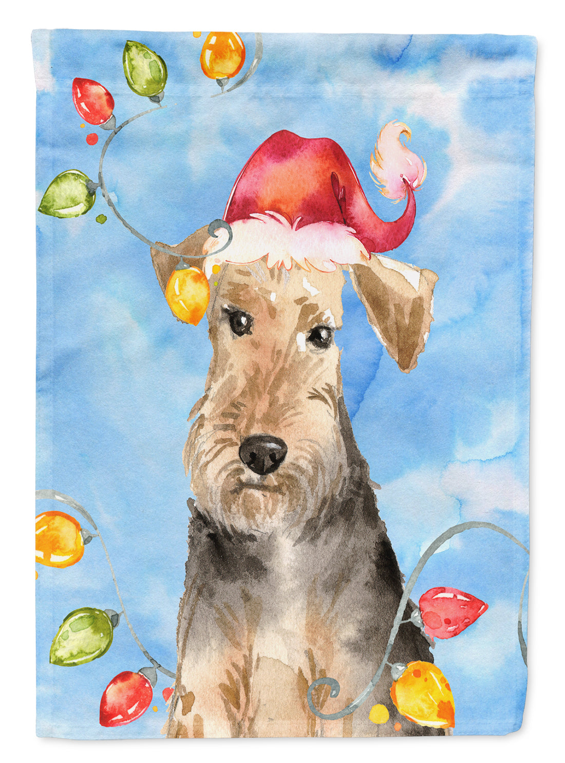 Christmas Lights Welsh Terrier Flag Canvas House Size CK2498CHF