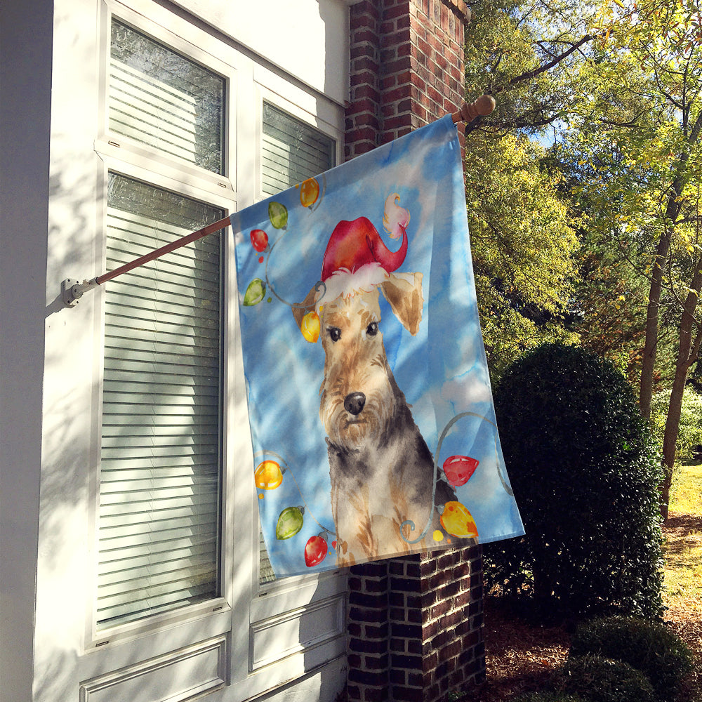 Christmas Lights Welsh Terrier Flag Canvas House Size CK2498CHF  the-store.com.