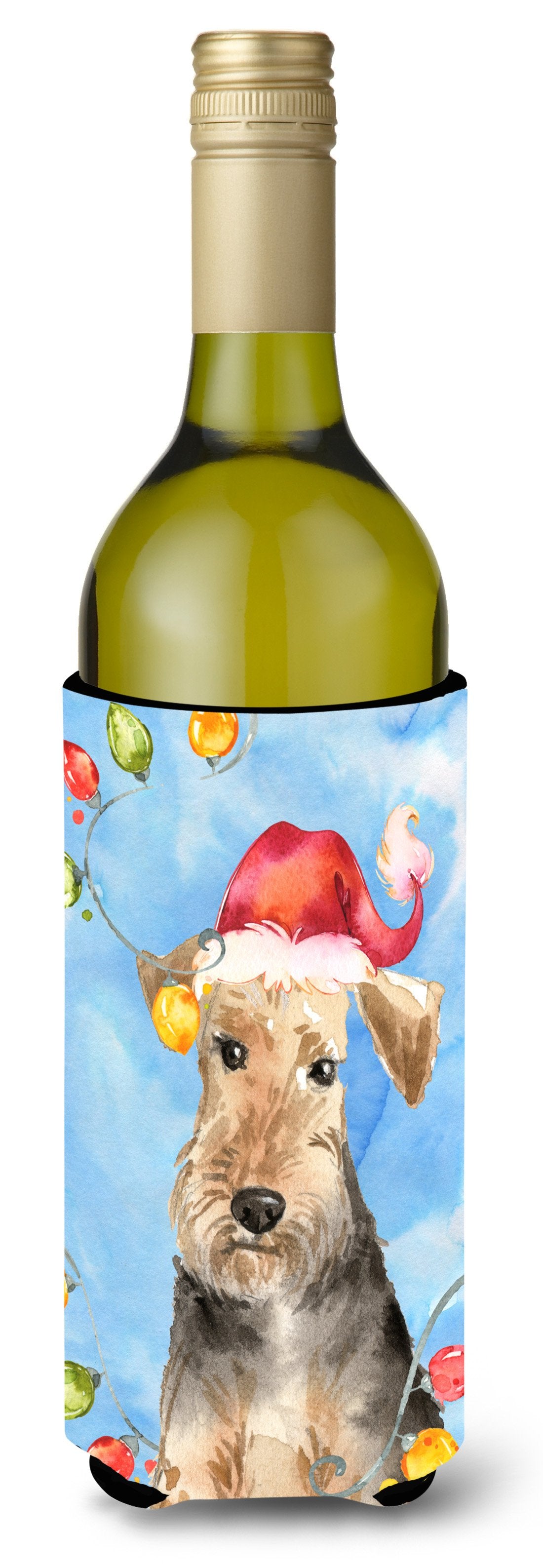 Christmas Lights Welsh Terrier Wine Bottle Beverage Insulator Hugger CK2498LITERK by Caroline&#39;s Treasures