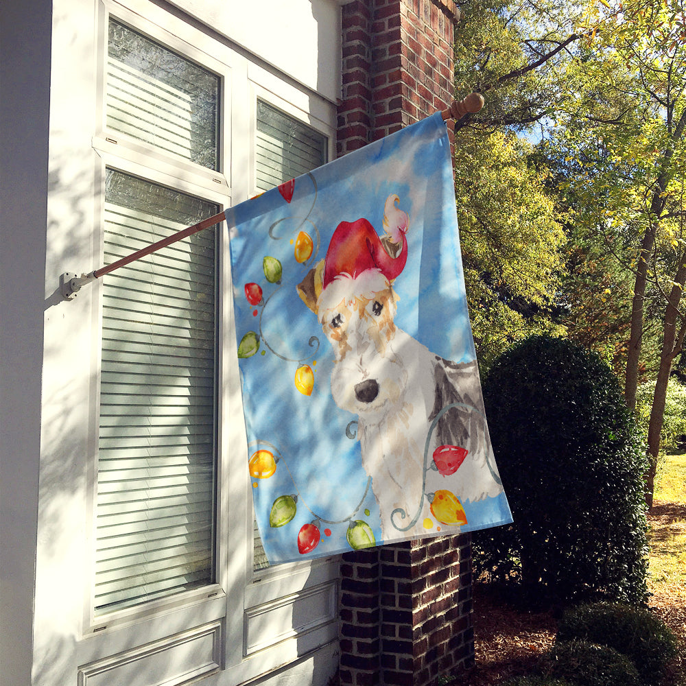 Christmas Lights Fox Terrier Flag Canvas House Size CK2501CHF  the-store.com.
