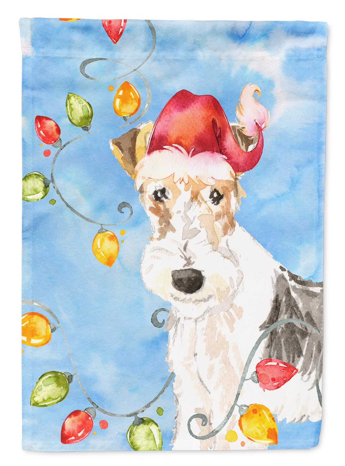 Christmas Lights Fox Terrier Flag Canvas House Size CK2501CHF  the-store.com.