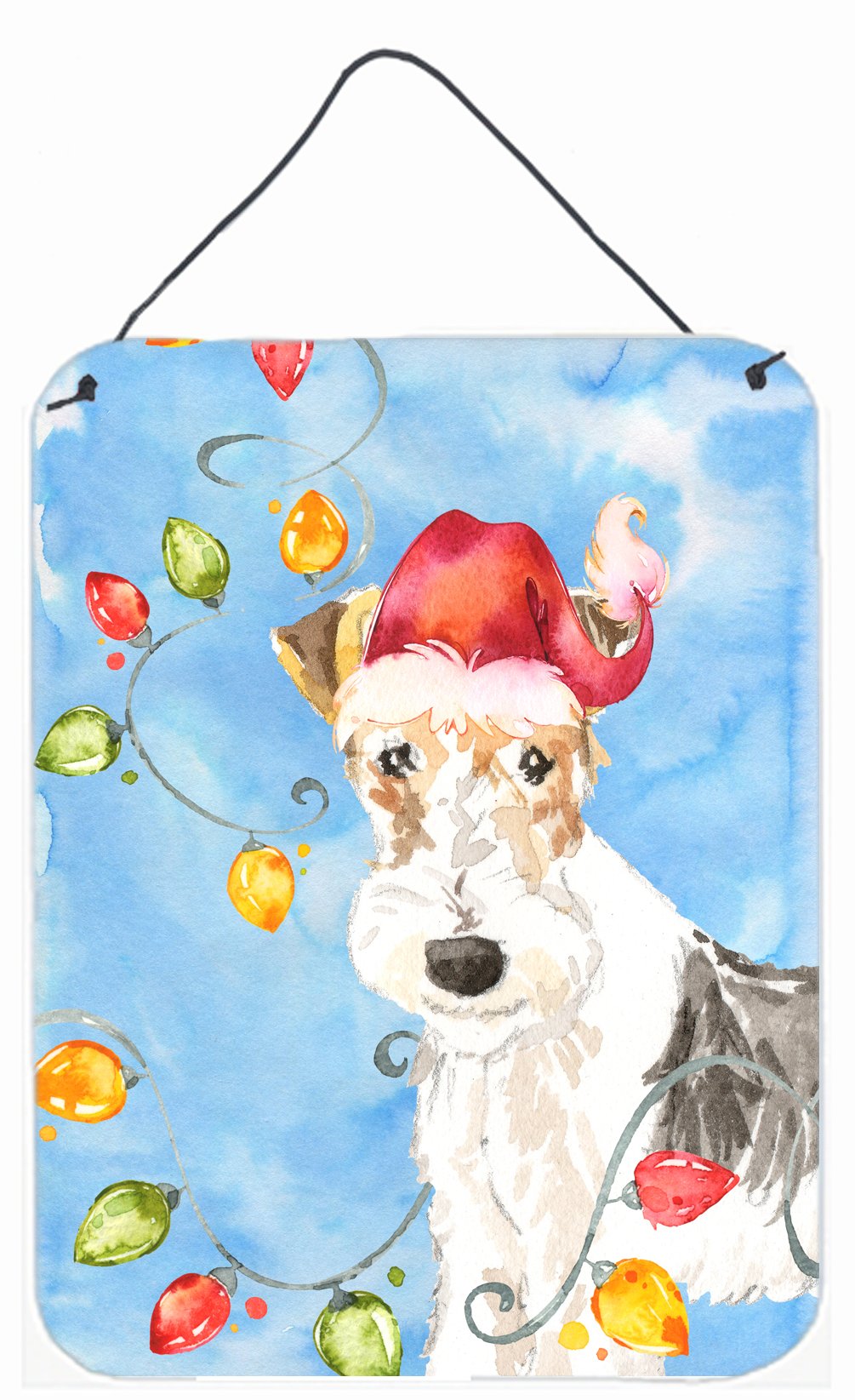 Christmas Lights Fox Terrier Wall or Door Hanging Prints CK2501DS1216 by Caroline&#39;s Treasures