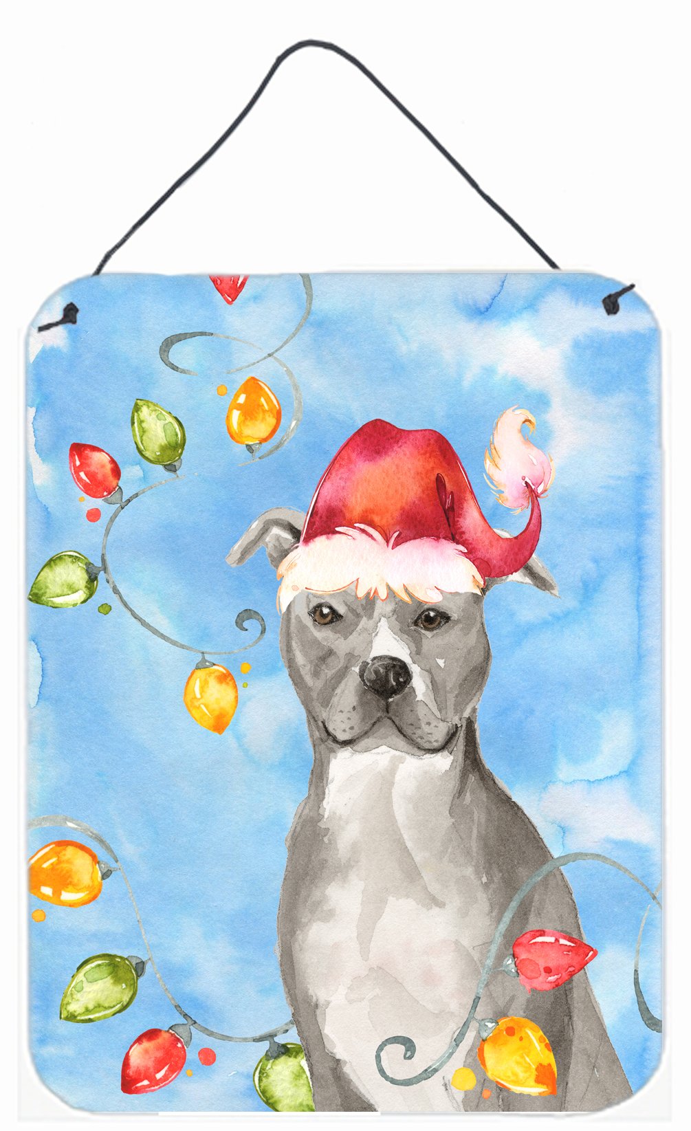 Christmas Lights Staffordshire Bull Terrier Wall or Door Hanging Prints CK2502DS1216 by Caroline&#39;s Treasures