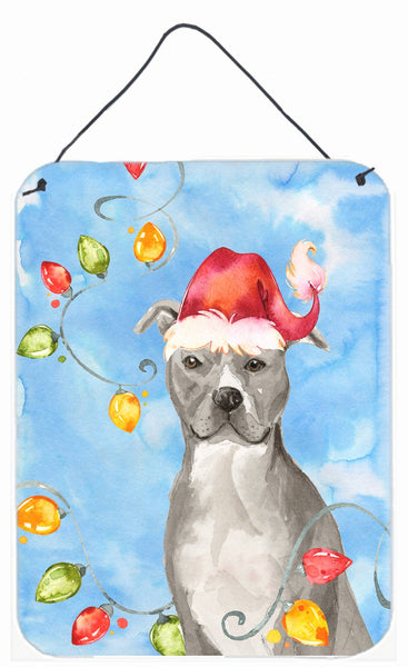 Christmas Lights Staffordshire Bull Terrier Wall or Door Hanging Prints CK2502DS1216 by Caroline's Treasures