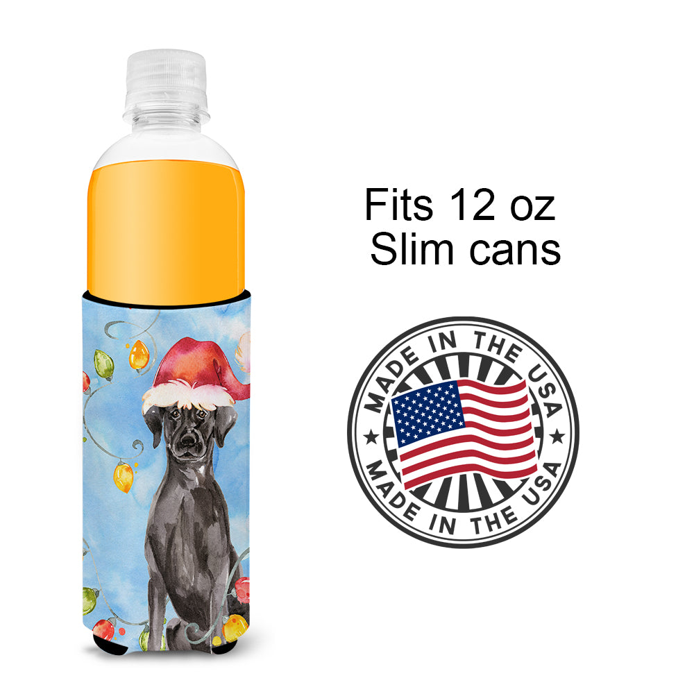 Christmas Lights Black Labrador Retriever  Ultra Hugger for slim cans CK2505MUK  the-store.com.