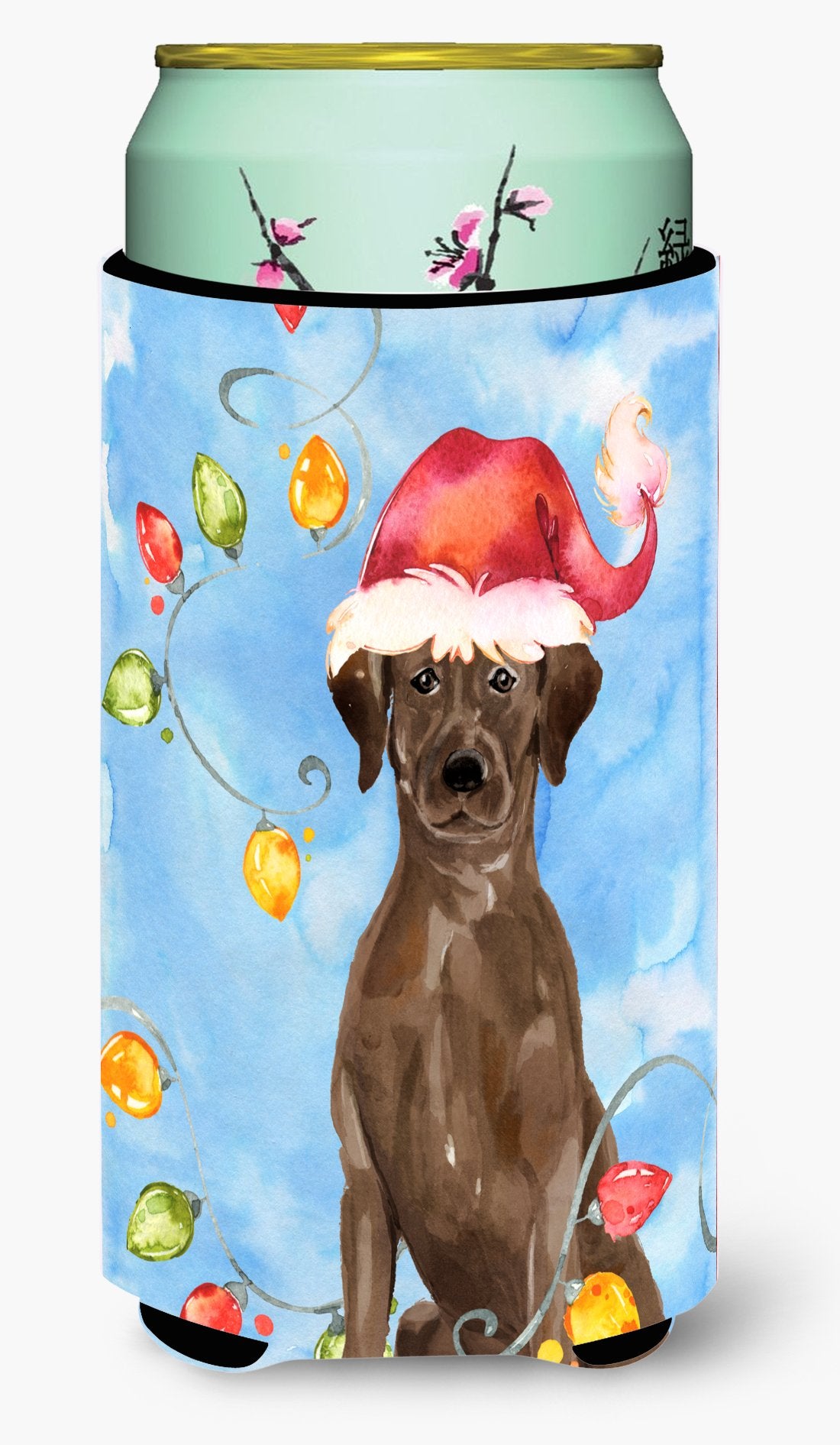 Christmas Lights Chocolate Labrador Retriever Tall Boy Beverage Insulator Hugger CK2506TBC by Caroline&#39;s Treasures