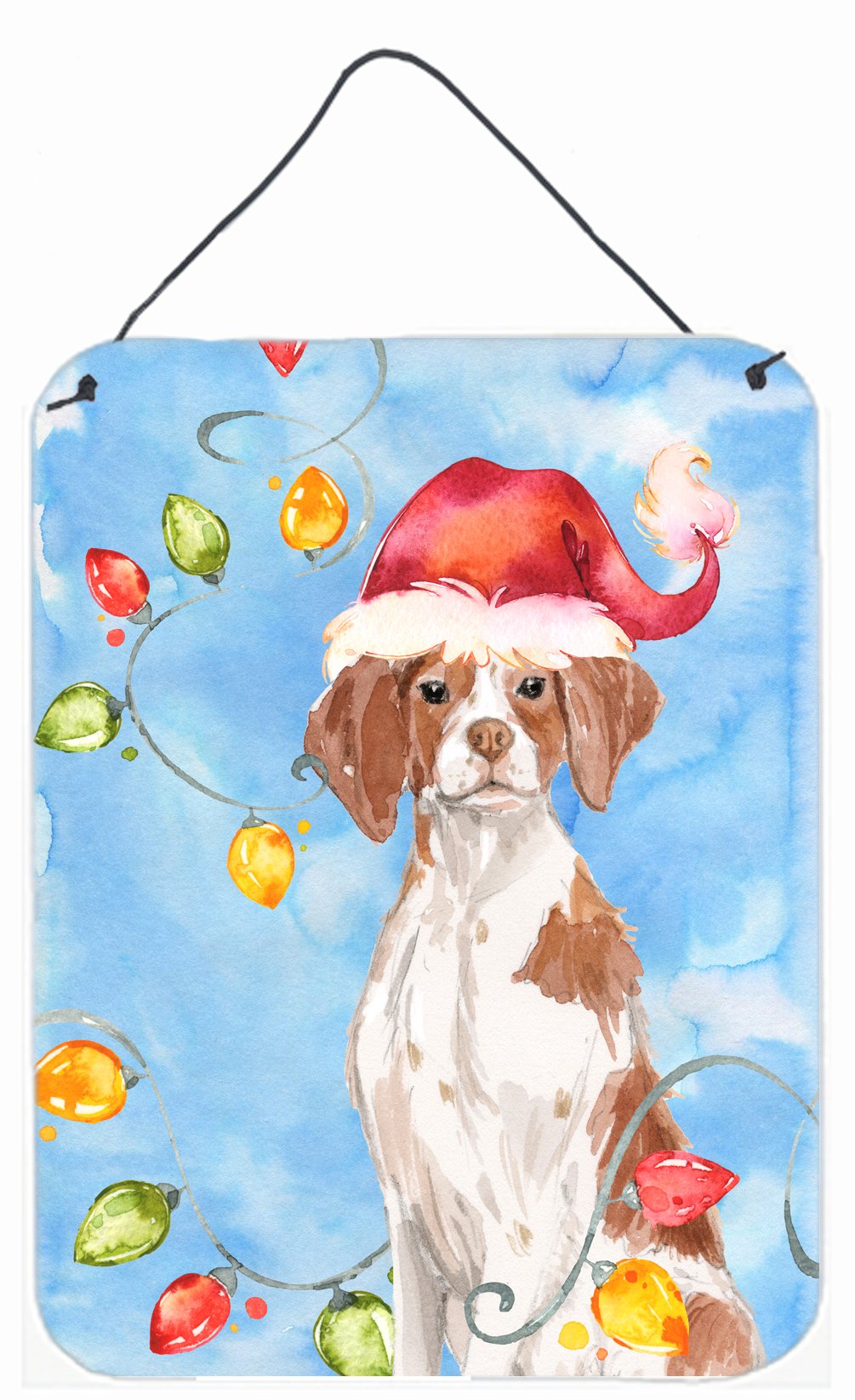 Christmas Lights Brittany Spaniel Wall or Door Hanging Prints CK2508DS1216 by Caroline&#39;s Treasures