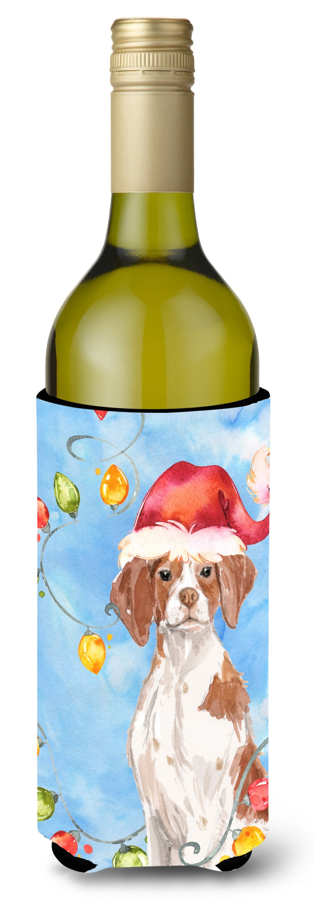 Christmas Lights Brittany Spaniel Wine Bottle Beverage Insulator Hugger CK2508LITERK by Caroline&#39;s Treasures