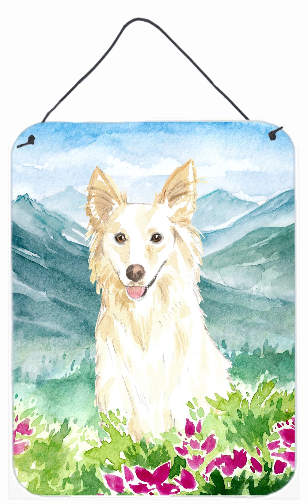 Mountian Flowers White Collie Wall or Door Hanging Prints CK2514DS1216 by Caroline&#39;s Treasures
