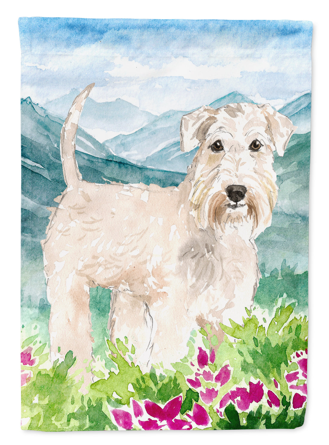 Mountian Flowers Wheaten Terrier Flag Canvas House Size CK2515CHF  the-store.com.
