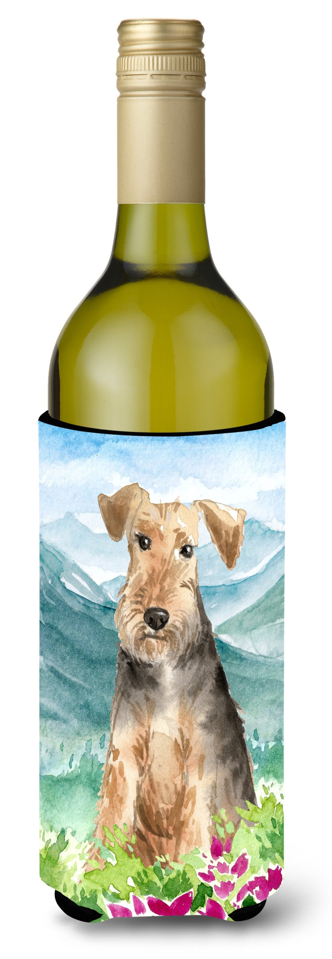 Mountian Flowers Welsh Terrier Wine Bottle Beverage Insulator Hugger CK2516LITERK by Caroline&#39;s Treasures