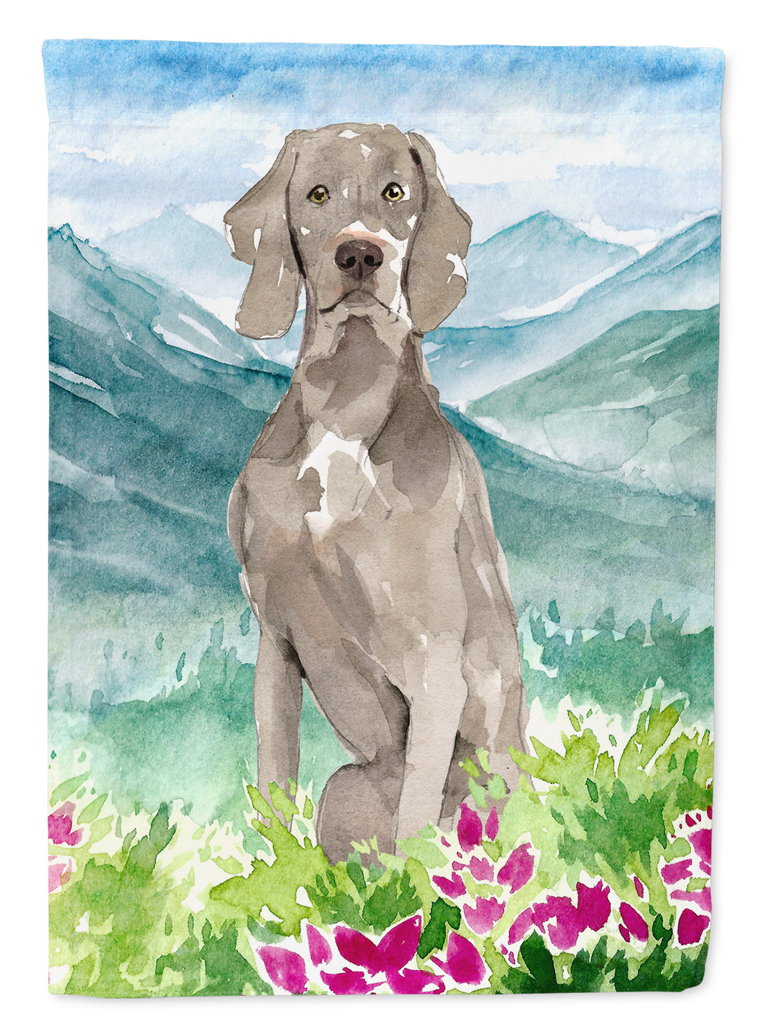 Mountian Flowers Weimaraner Flag Canvas House Size CK2517CHF  the-store.com.