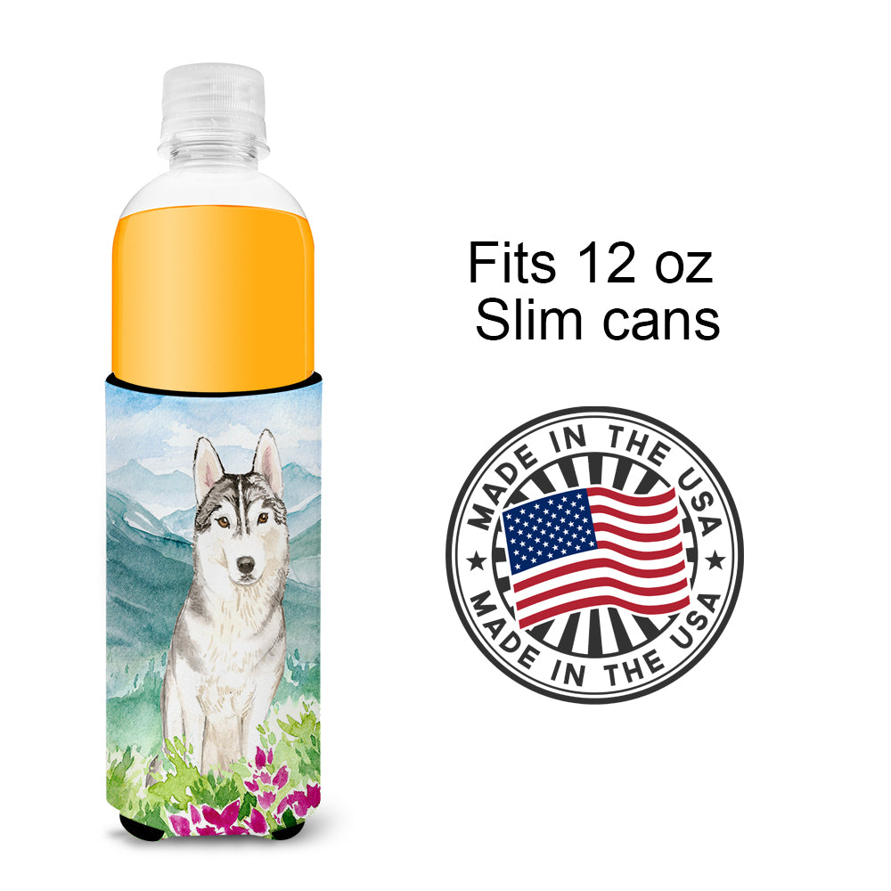 Mountian Flowers Siberian Husky  Ultra Hugger for slim cans CK2519MUK