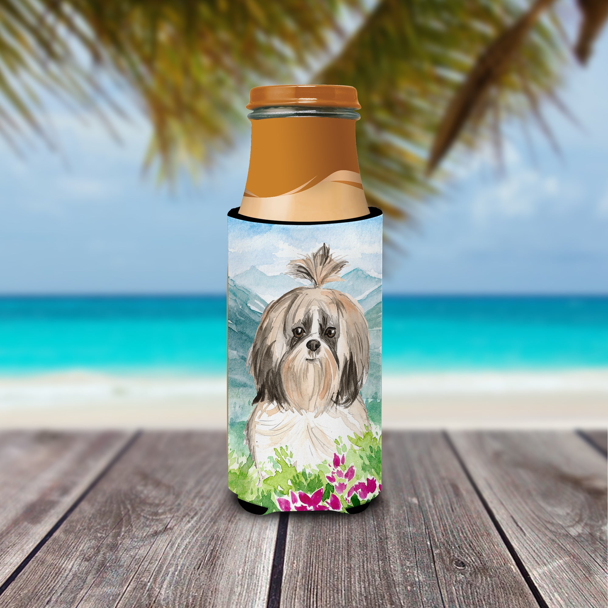 Mountain Flowers Shih Tzu  Ultra Hugger for slim cans CK2521MUK  the-store.com.