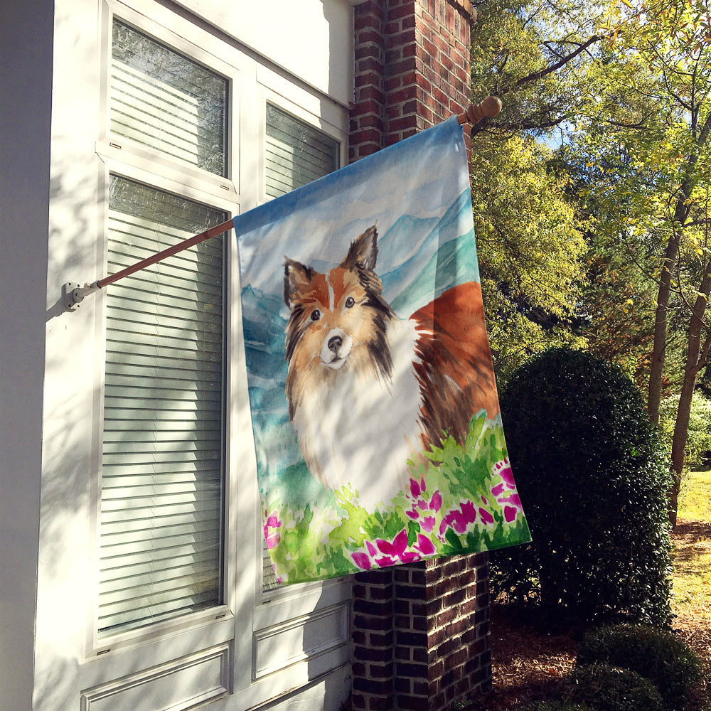 Mountain Flowers Sheltie Flag Canvas House Size CK2522CHF  the-store.com.