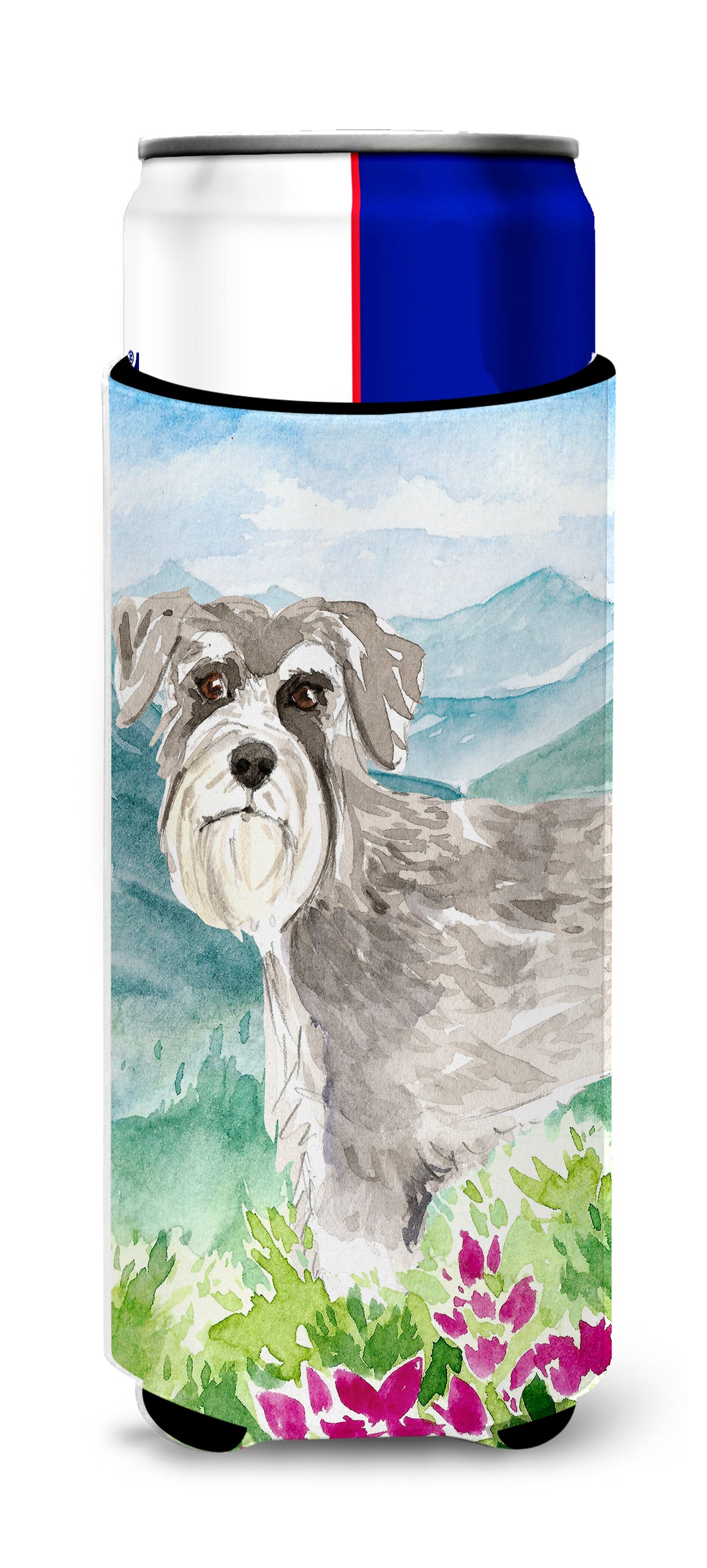 Mountain Flowers Schnauzer #1  Ultra Hugger for slim cans CK2524MUK  the-store.com.