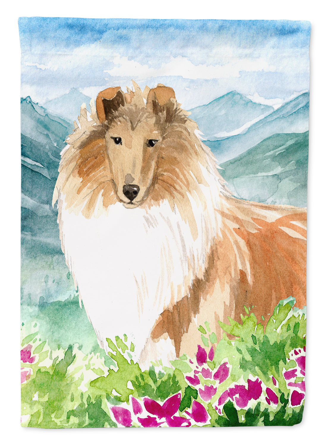 Mountain Flowers Smooth Collie Flag Canvas House Size CK2525CHF