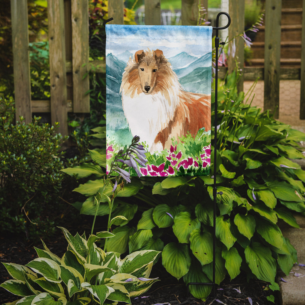 Mountain Flowers Smooth Collie Flag Garden Size CK2525GF  the-store.com.