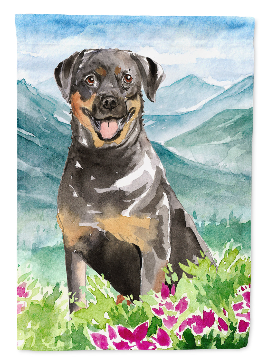 Mountain Flowers Rottweiler Flag Canvas House Size CK2526CHF  the-store.com.